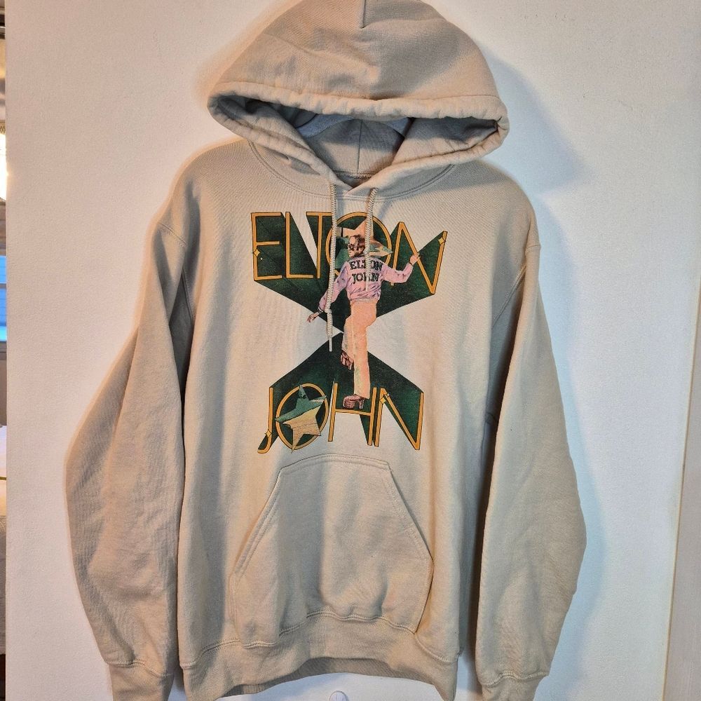 GUC Elton John Goodbye Yellow Brick Road Tour Hoodie Sand Men Small